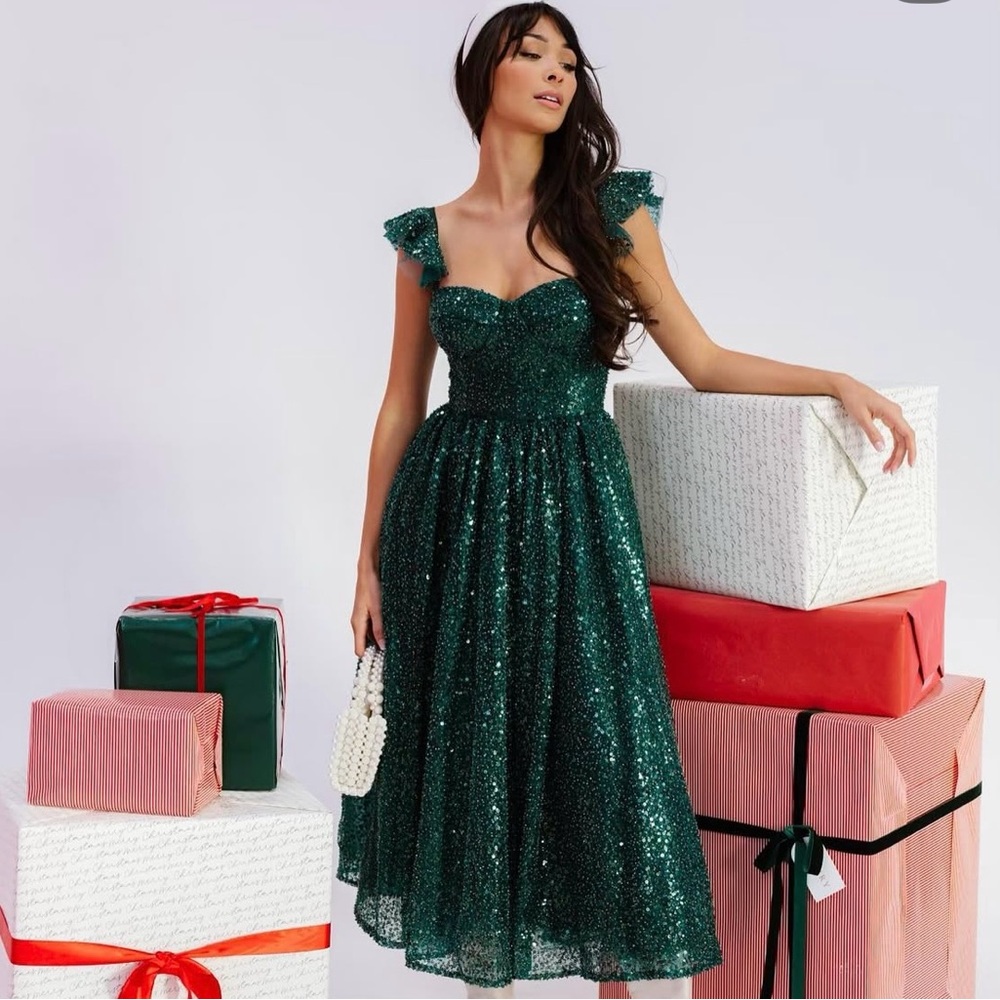 Ava Gowns Green Sequin Dress